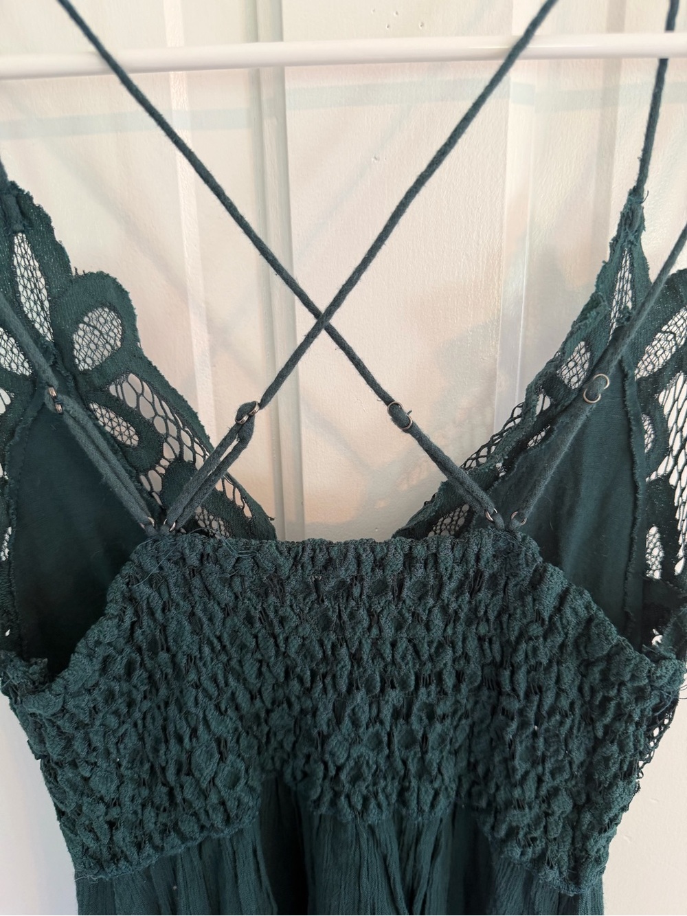 Free People FP One Adella Slip Dress XS Green Crochet Lace Boho Mini - Picture 7 of 8